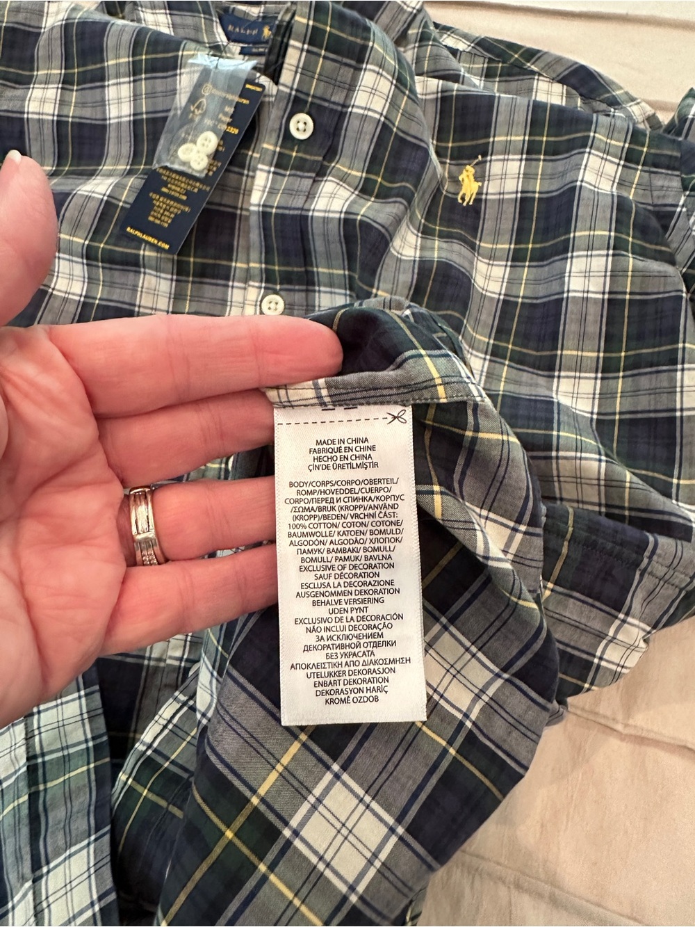 Ralph Lauren Slim Fit Plaid Button Down Shirt Men’s Medium NWT Cotton - Picture 5 of 12